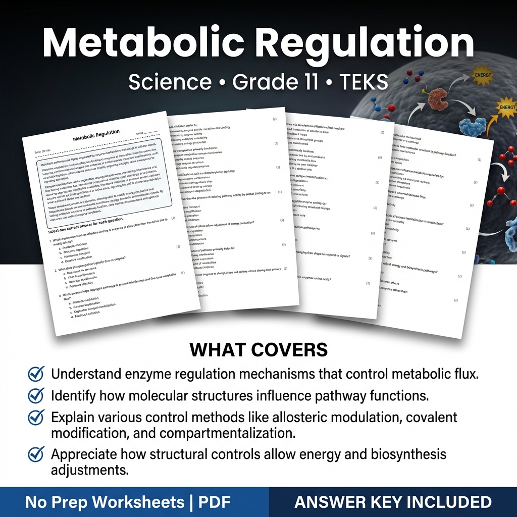 Metabolic Regulation Worksheet for Grade 11 Science TEKS Practice