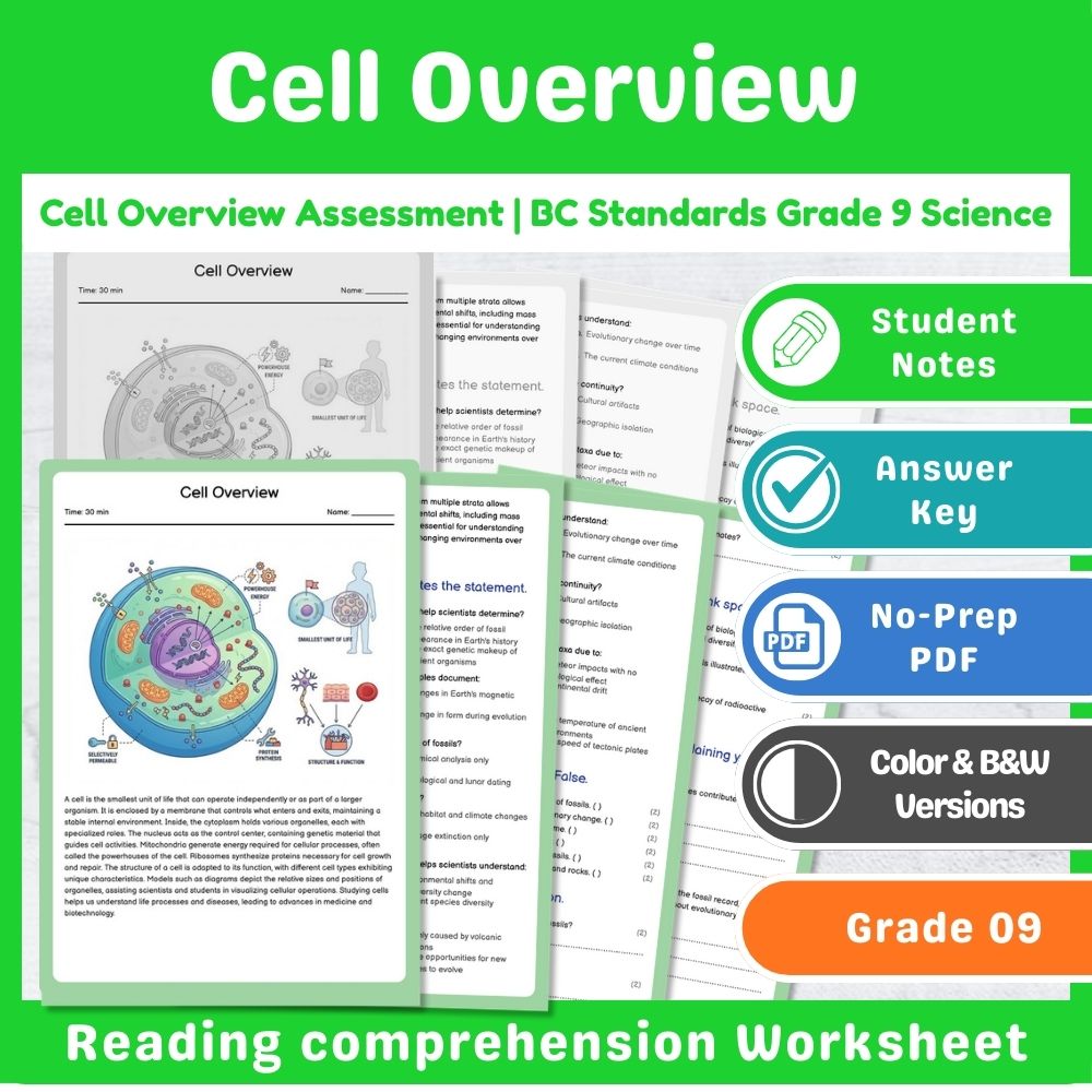 Grade 9 Science | Biological Systems Assessment – BC Standards-Aligned Unit — included worksheet 8
