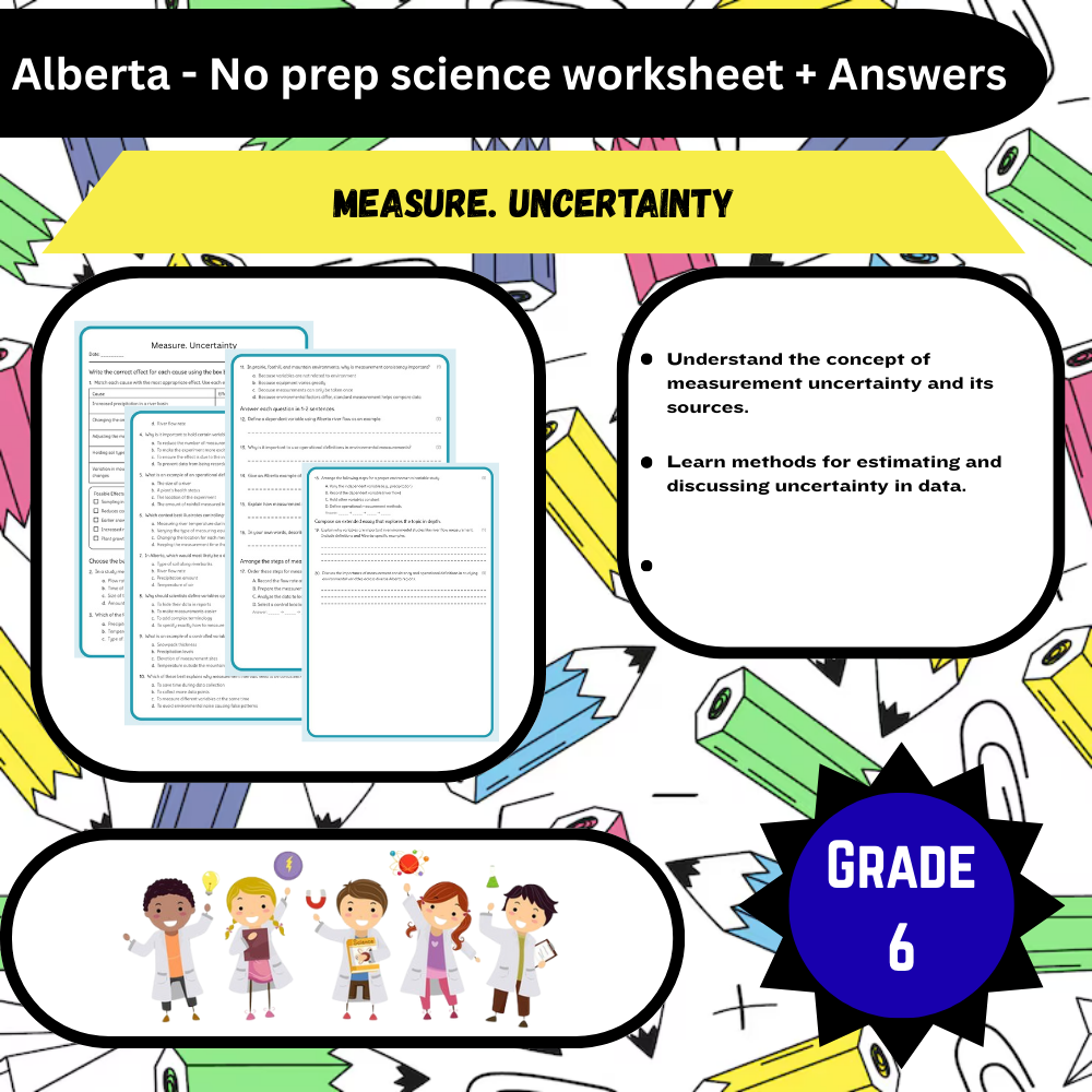 Grade 6 Science science 1 worksheet — 6th Grade Science | Measurement Uncertainty Worksheet (PDF)