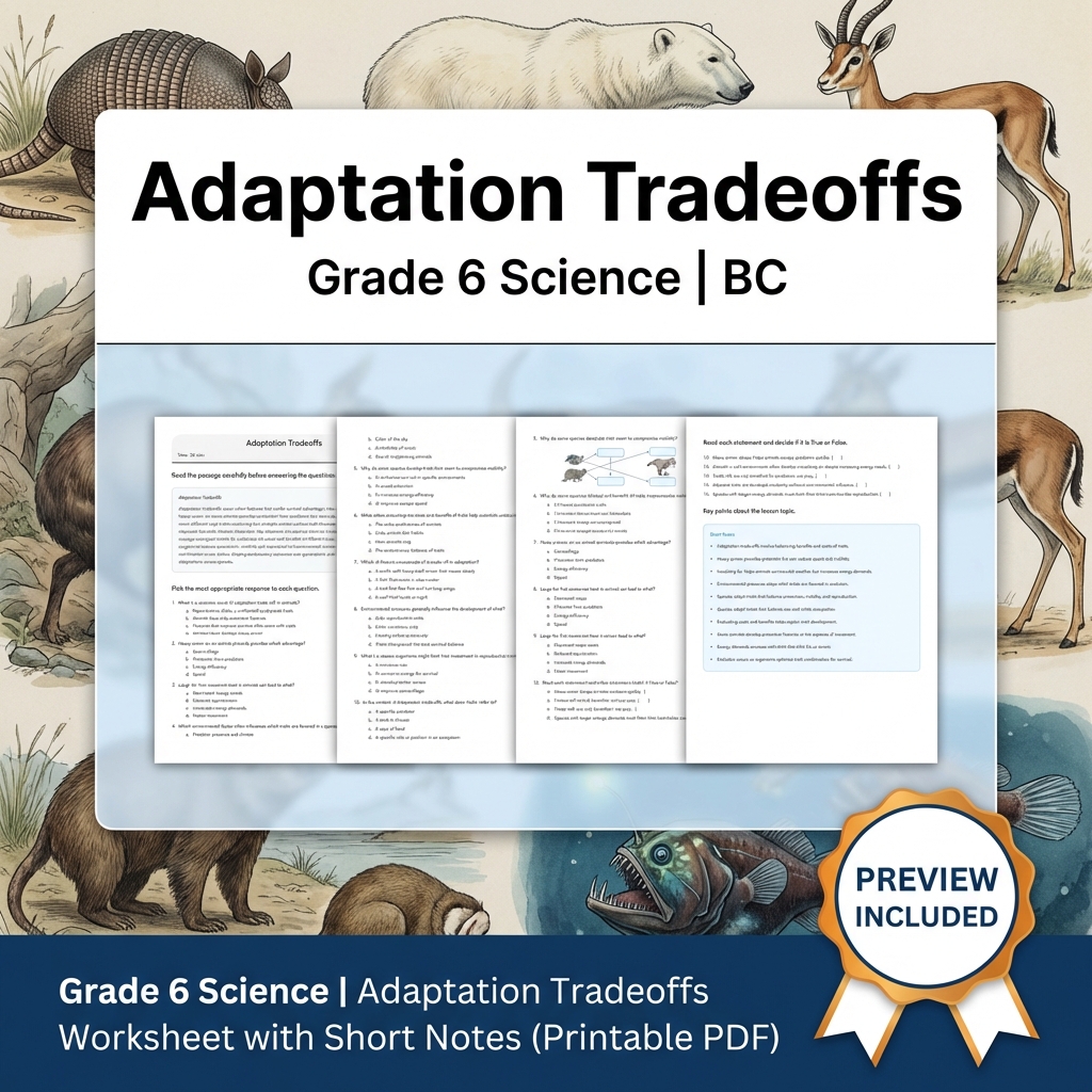 Grade 6 Science BC Ecosystems & Environmental Processes Worksheet Pack Full Year — included worksheet 22