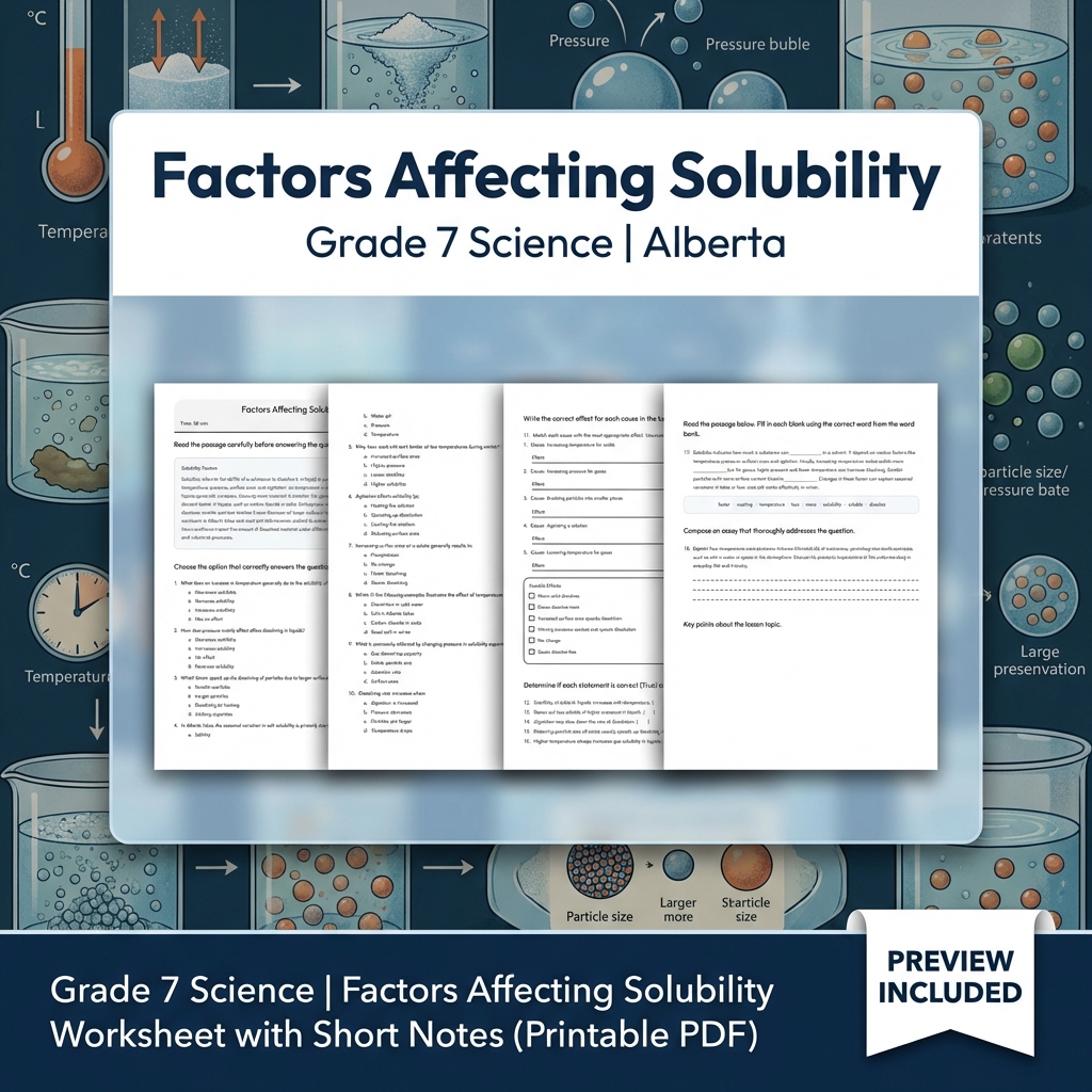 Grade 7 Science | Matter & Chemical Change UNIT Worksheet Bundle  — included worksheet 6
