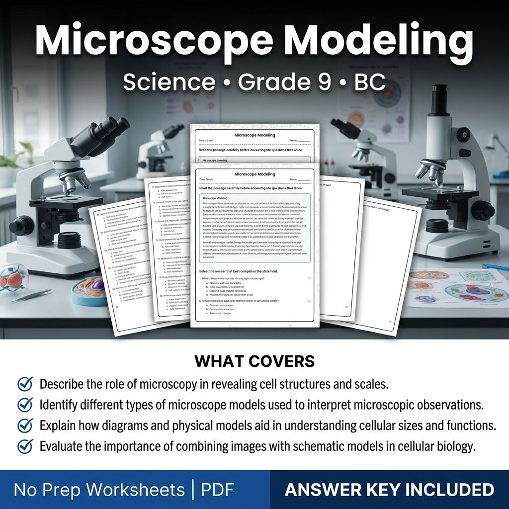 Grade 9 Science worksheet — Grade 9 Science Worksheet | Microscope Modeling with Answer Key