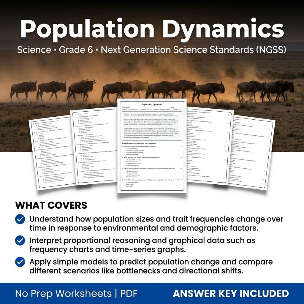 Grade 6 Science | Population Dynamics Worksheet & Answer Key (Printable PDF)