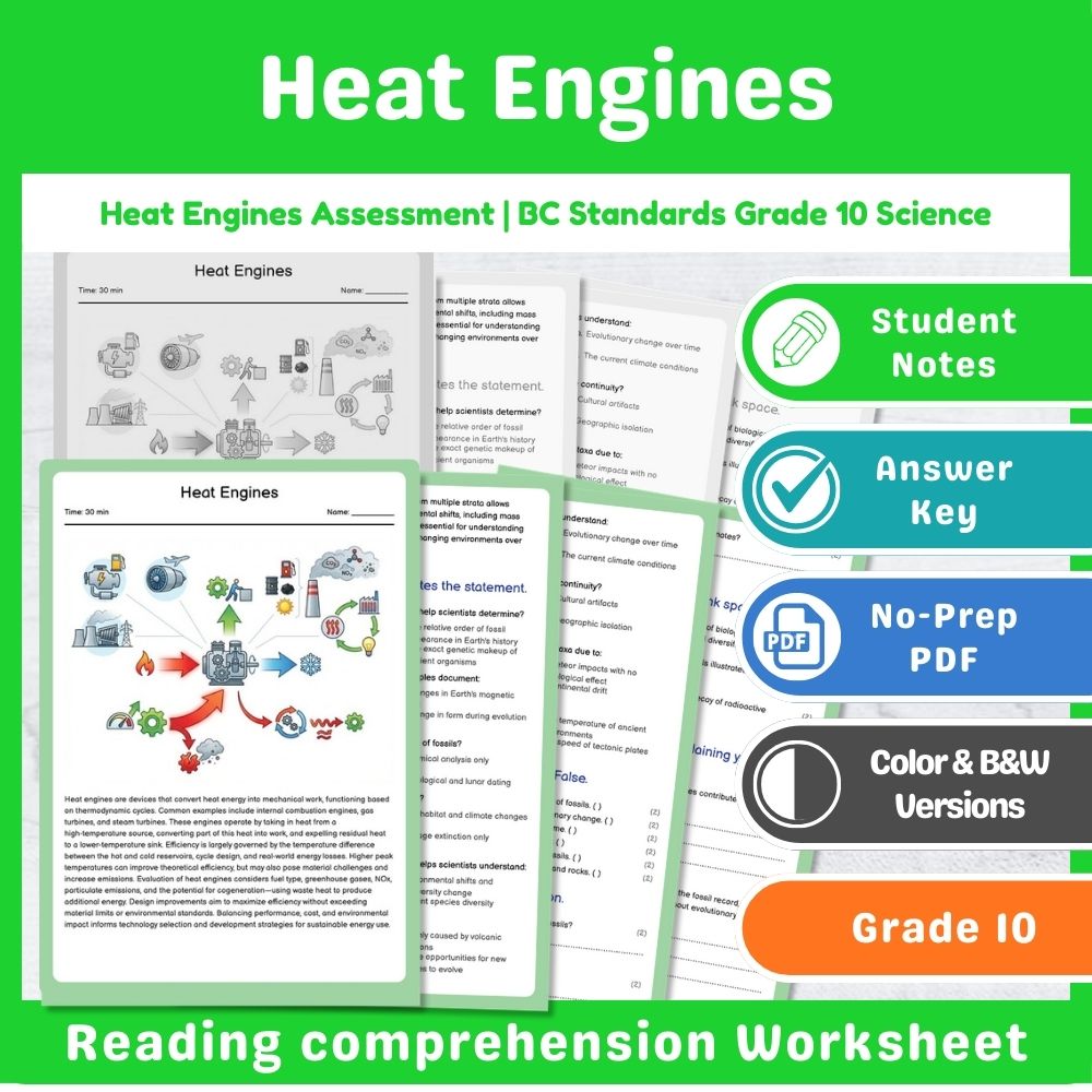 Grade 10 Science | Energy Assessment - BC Standards-Aligned Mini Bundle — included worksheet 9