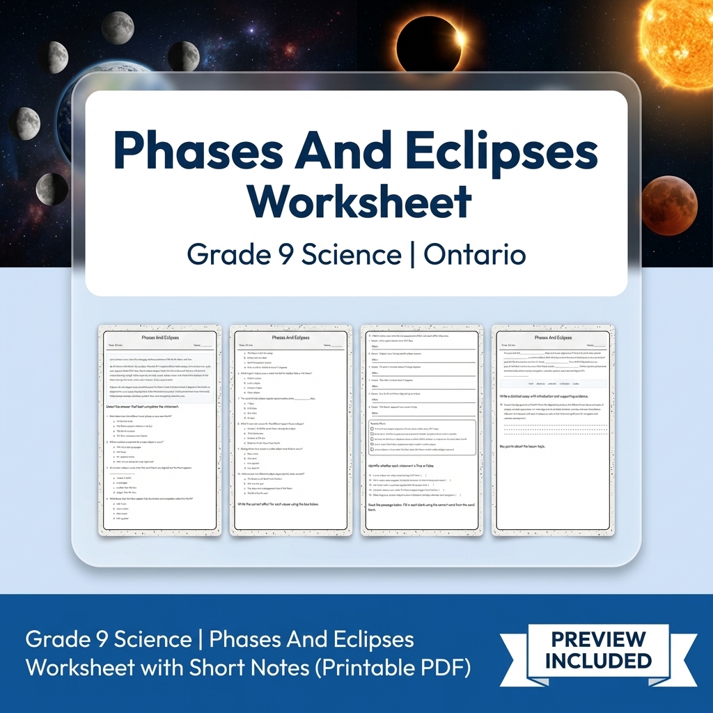 Grade 9 Science Lesson Group Bundle | Ontario Curriculum Worksheets — included worksheet 8