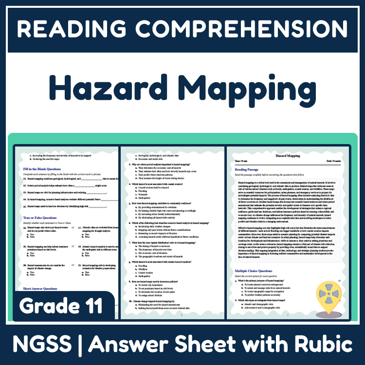 Grade 11 Science reading worksheets worksheet — 11th Grade Science | Hazard Mapping Reading Worksheet & Answer Key (PDF) —…