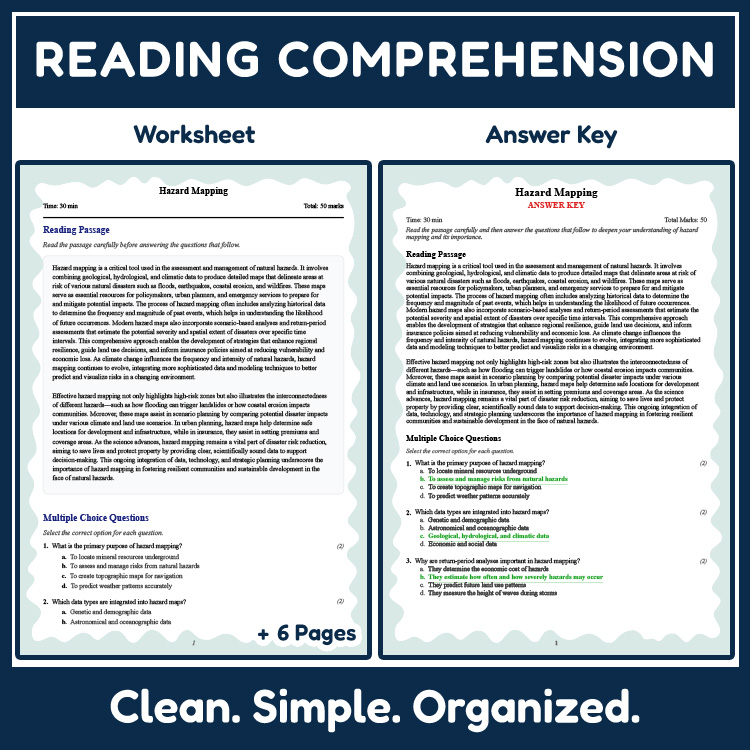 Grade 11 Science reading worksheets worksheet — 11th Grade Science | Hazard Mapping Reading Worksheet & Answer Key (PDF) —…