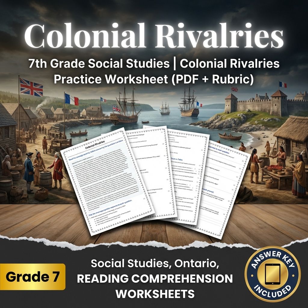 7th Grade Social Studies | Colonial Rivalries Practice Worksheet (PDF + Rubric)