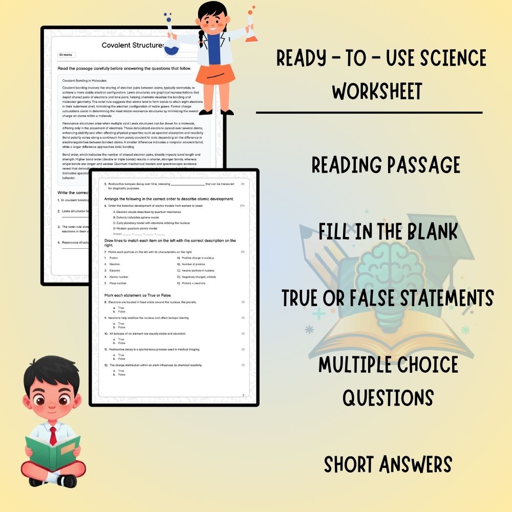 Grade 11 Science worksheet worksheet — Grade 11 Science | Covalent Structures Worksheet (Answer Key) - Ontario Standard —…