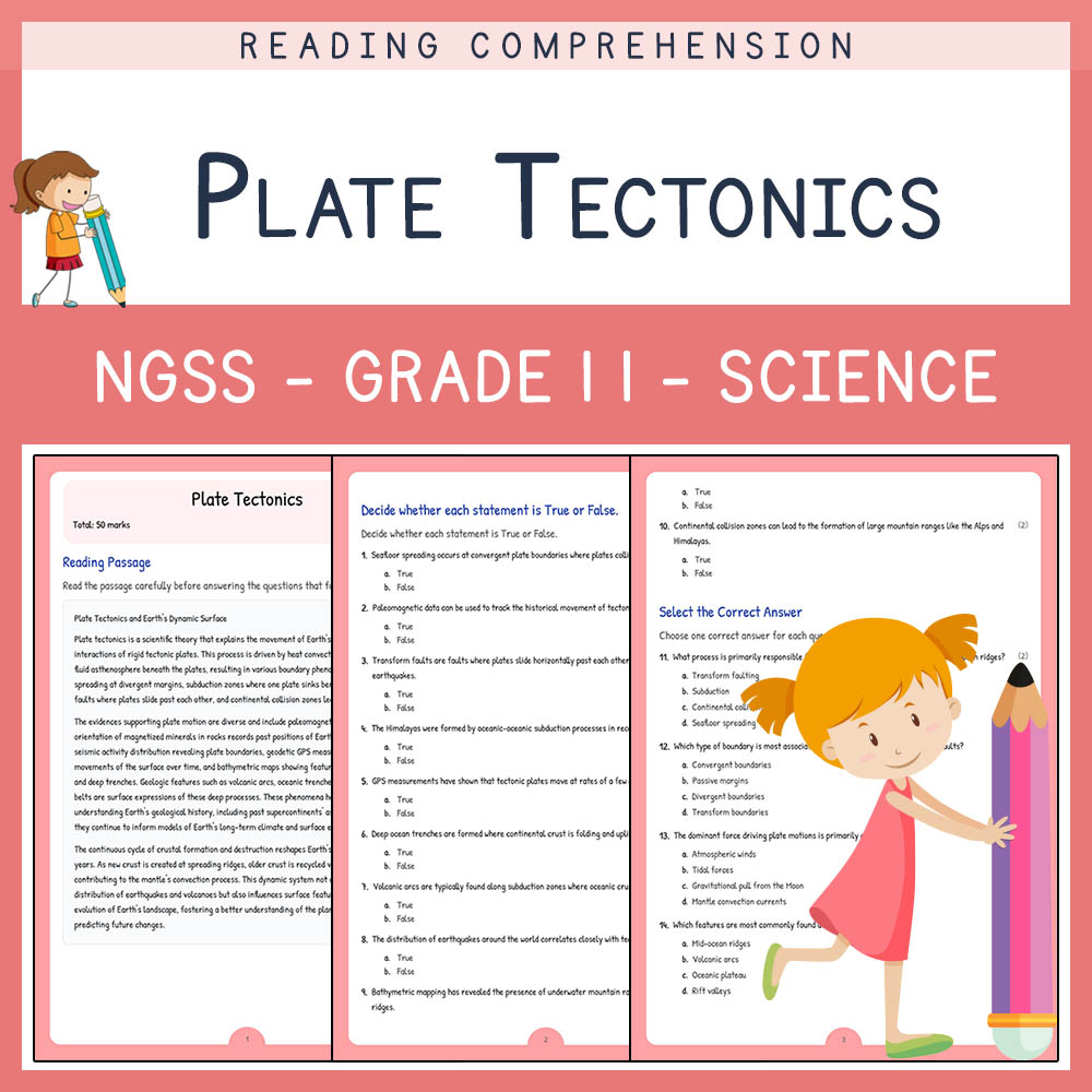 Grade 11 Science worksheet worksheet — Grade 11 Science | Plate Tectonics Worksheet & Answer Key – NGSS Aligned — page 1