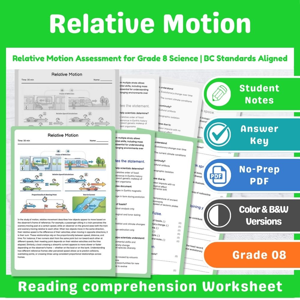 Grade 8 Science Assessment – Motion & Forces Standards-Aligned Mini Bundle — included worksheet 6