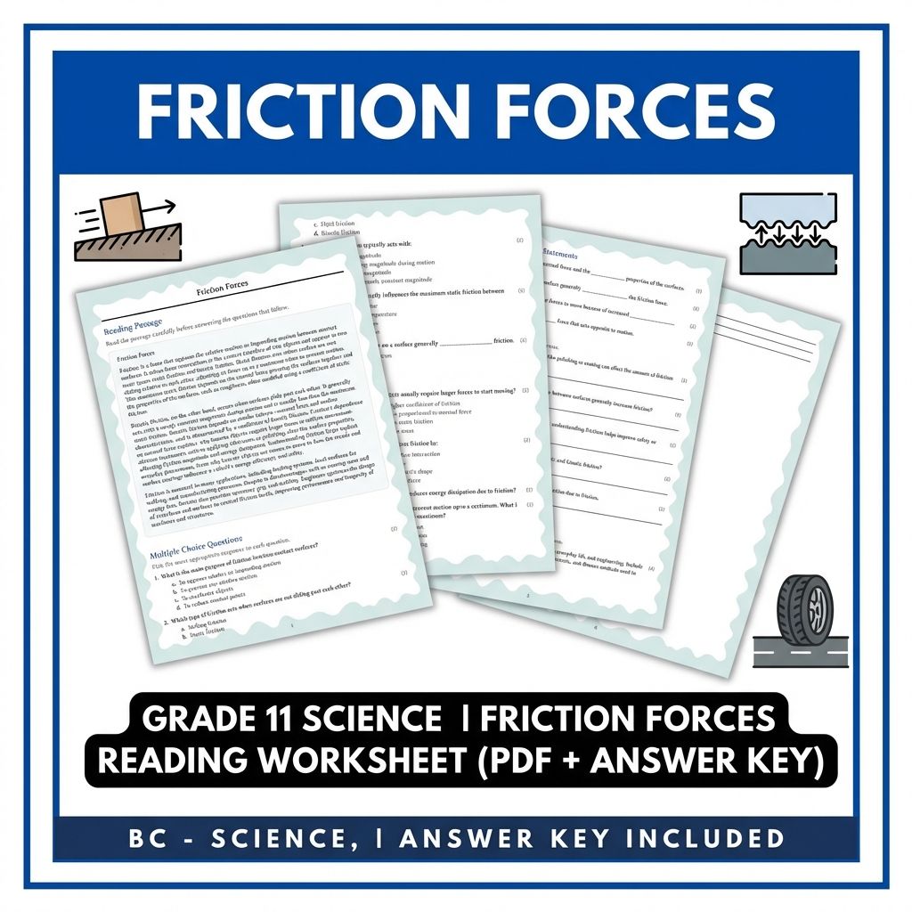 Grade 11 Science | Friction Forces Reading Worksheet (PDF + Answer Key)