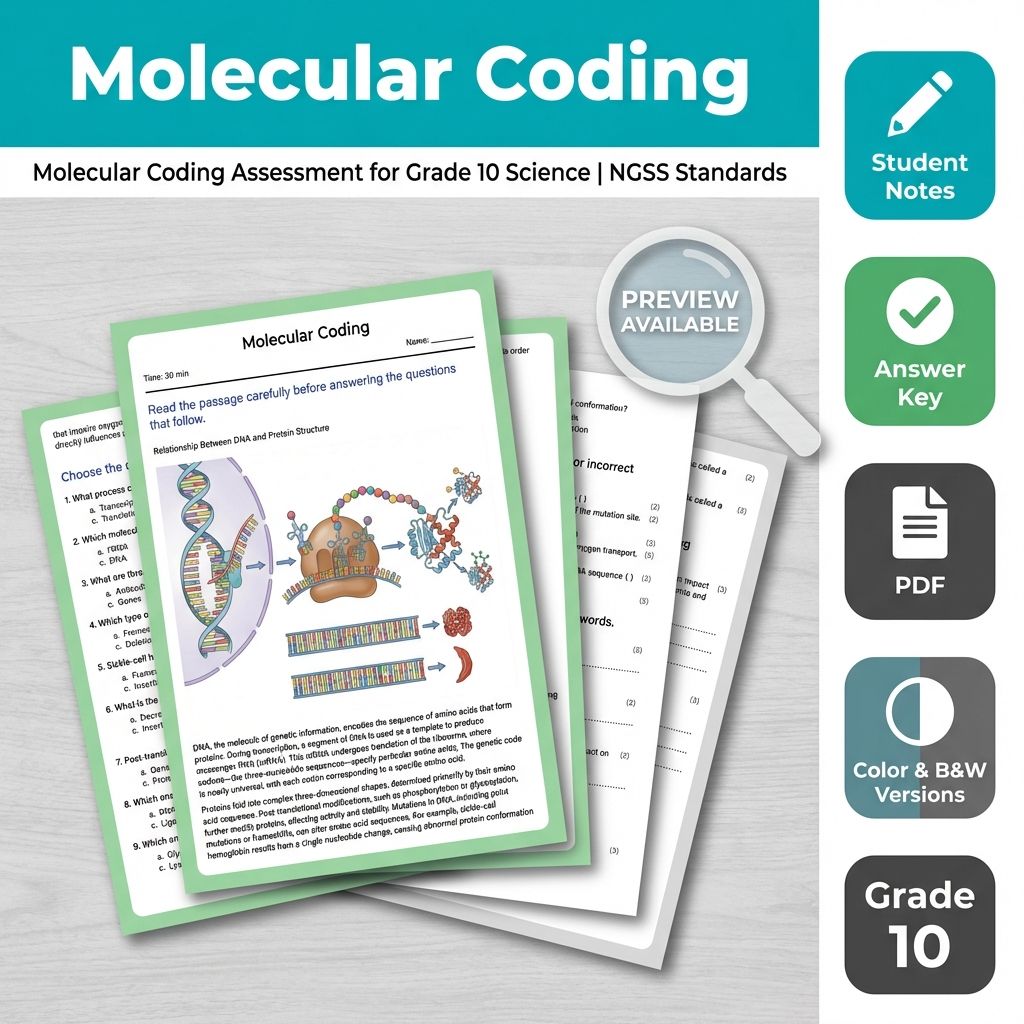 Molecular Coding Assessment for Grade 10 Science | NGSS Standards