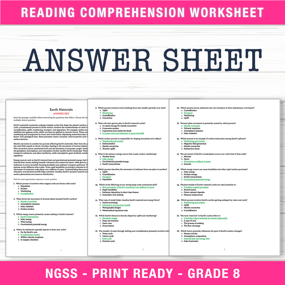 Grade 8 Science worksheet worksheet — Grade 8 Science | Earth Materials Worksheet (PDF + Answer Key) — page 2