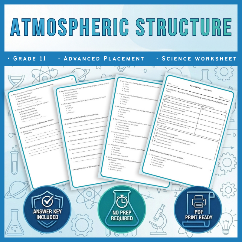 Grade 11 Science science 1 worksheet — Grade 11 Science – Atmospheric Structure Worksheet (AP Standard + PDF)