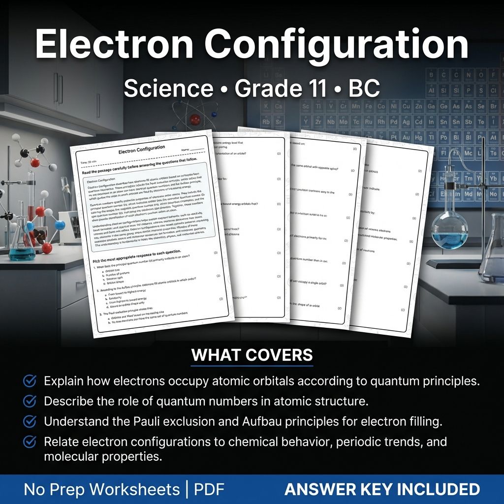 11th Grade Science | Electron Configuration Worksheet & Answer Key (PDF)