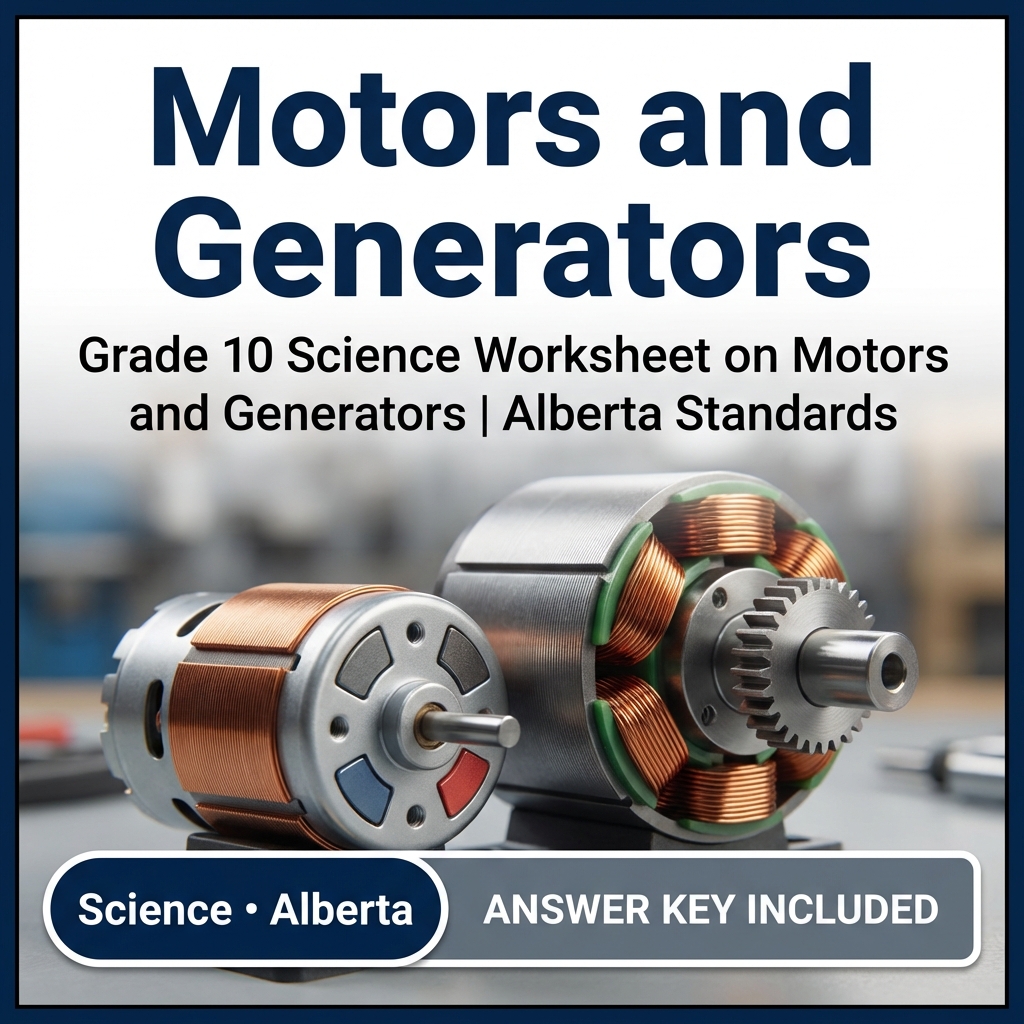 Grade 10 Science Worksheet on Motors and Generators | Alberta Standards