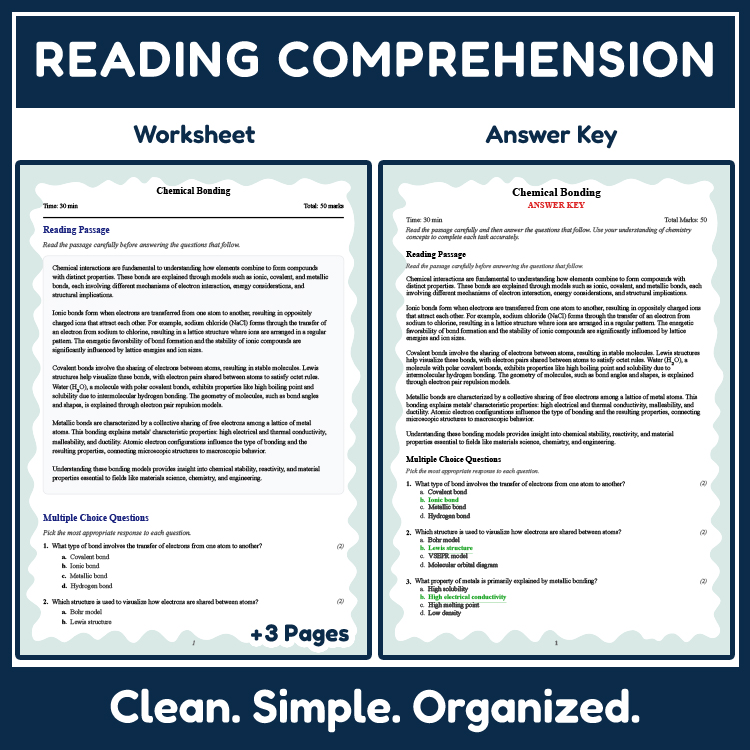 Grade 9 Science reading worksheets worksheet — Grade 9 Science | Chemical Bonding Reading Worksheet (PDF + Rubric) — page 2