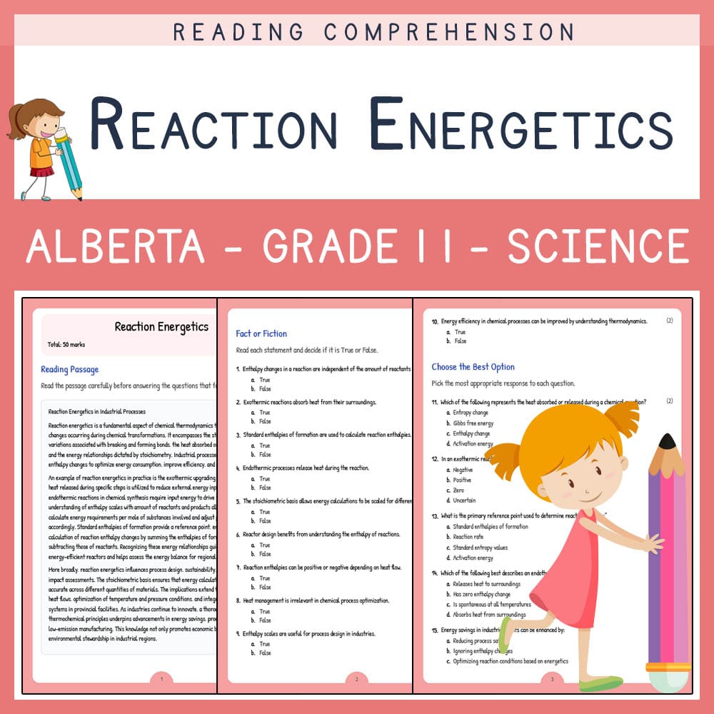 Grade 11 Science worksheet elena worksheet — Grade 11 Science | Reaction Energetics Worksheet | Alberta Standards — page 1