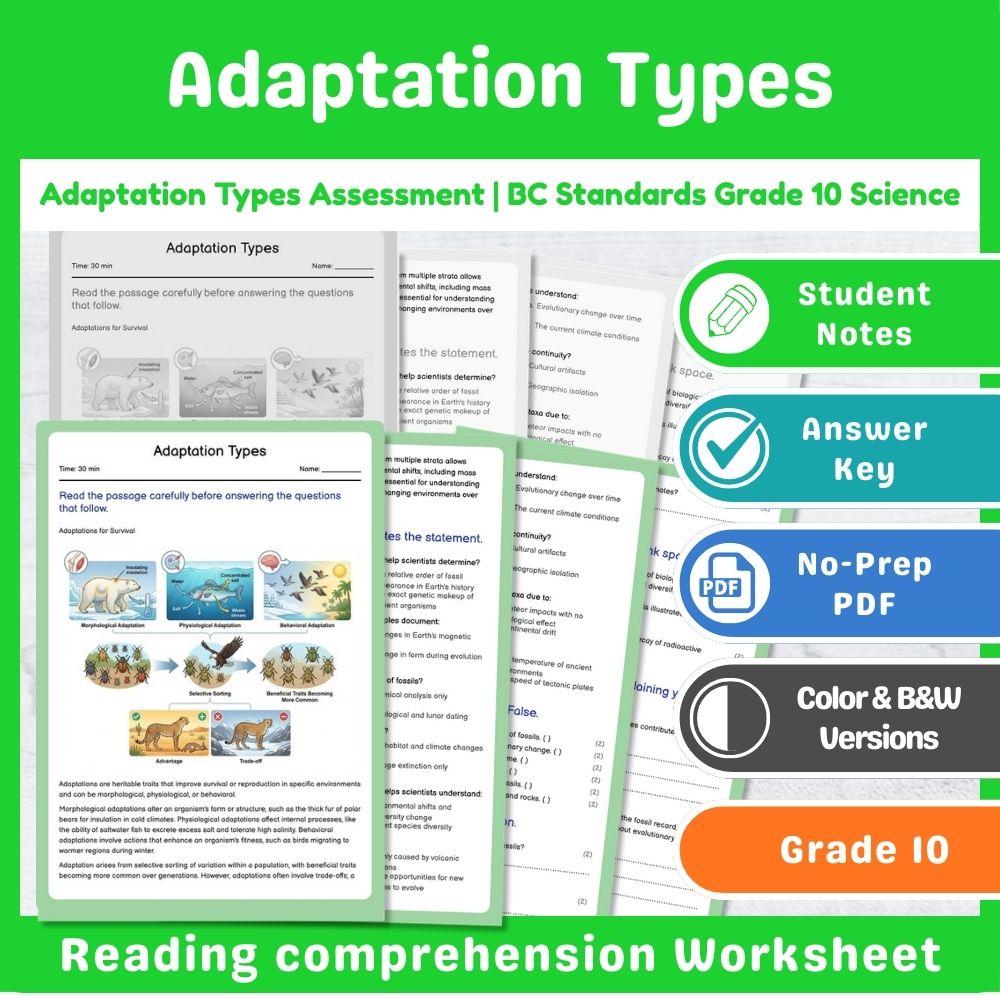 Grade 10 Science Mini Bundle | Evolution & Biodiversity Standards-Aligned — included worksheet 5