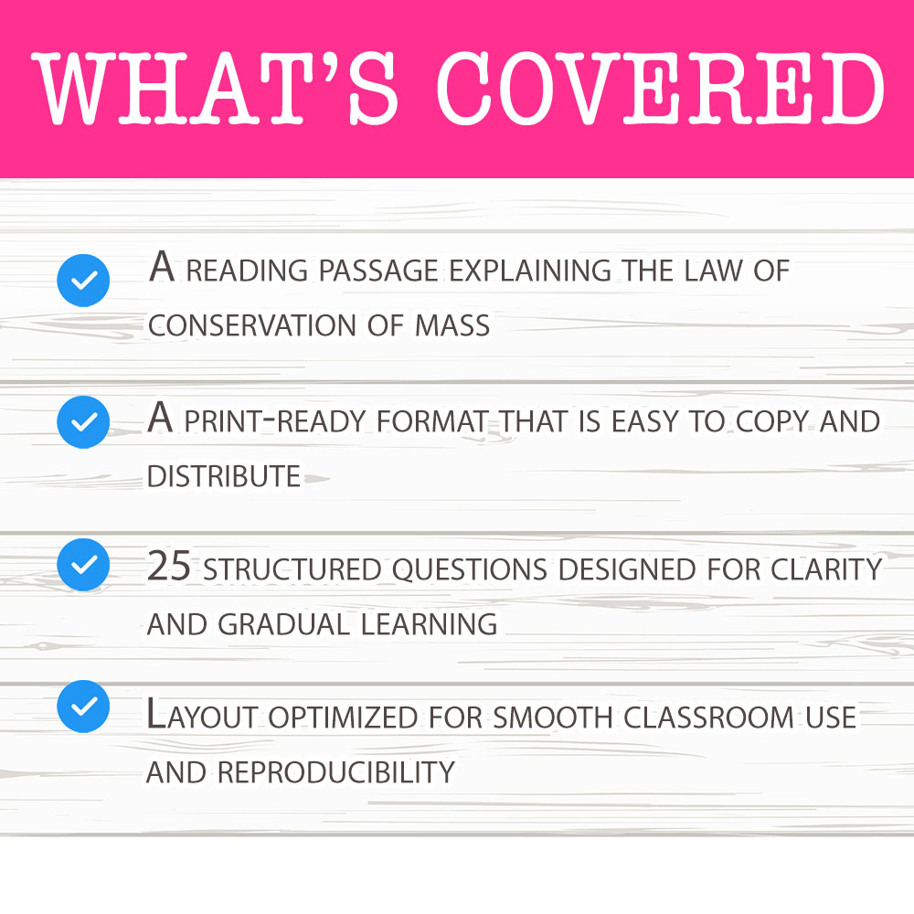 Grade 7 Science worksheet mcq paper worksheet — Grade 7 Science — Worksheet MCQ Paper for Mastering Conservation of Mass —…