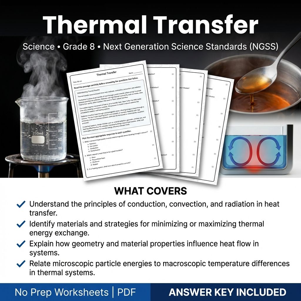 8th Grade Science Worksheet | Thermal Transfer Practice with Answer Key (Printable PDF)