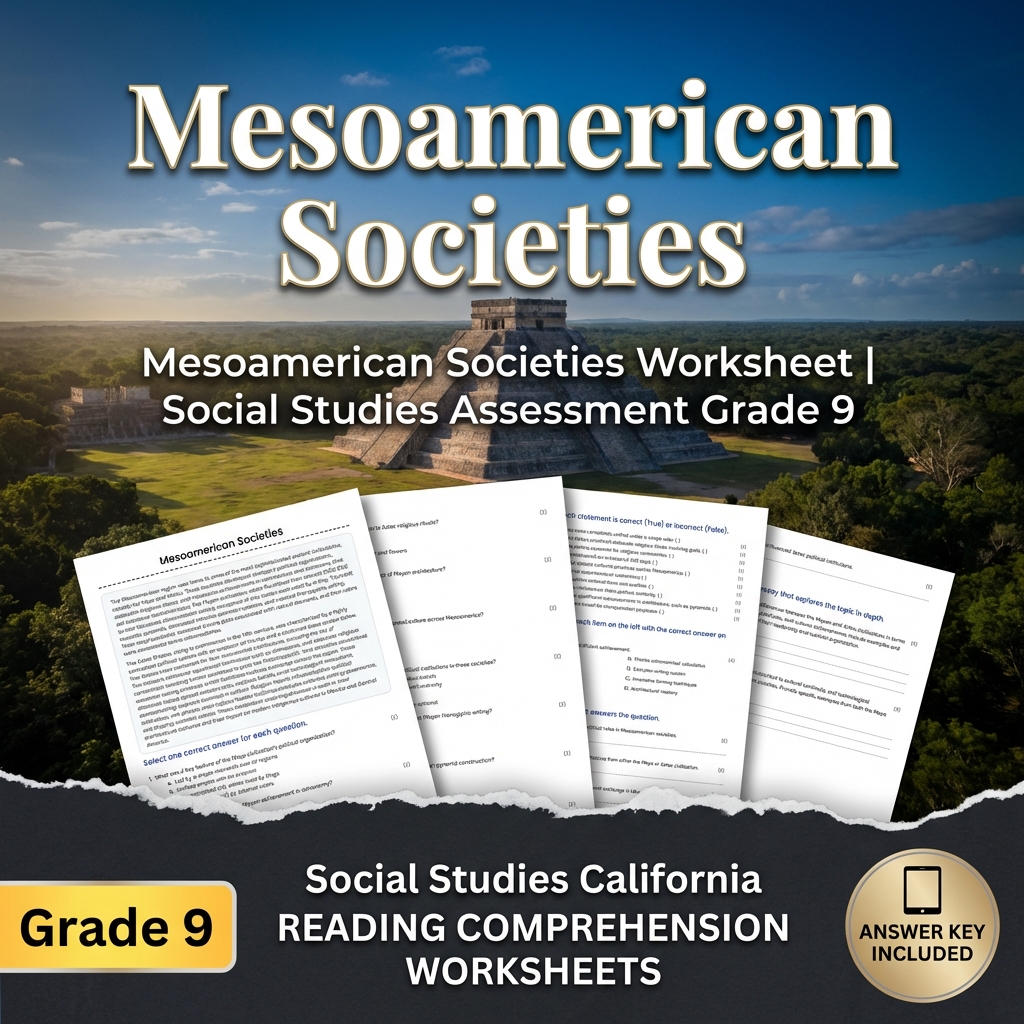 Mesoamerican Societies Worksheet | Social Studies Assessment Grade 9