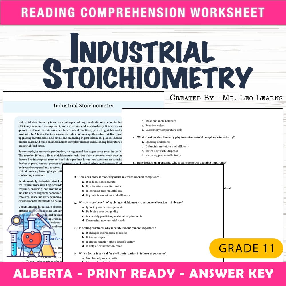 Grade 11 Science worksheet mcq paper worksheet — Grade 11 Science — Worksheet MCQ Paper for Mastering Industrial Stoichiom…