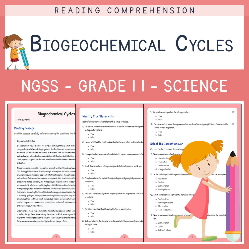 Grade 11 Science worksheet worksheet — Grade 11 Science | Biogeochemical Cycles Worksheet with Answer Key (PDF) — page 1