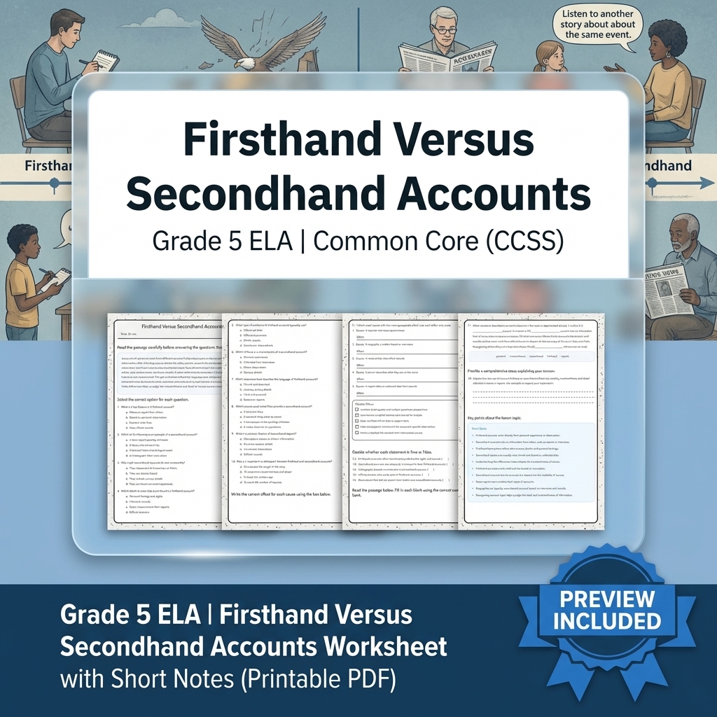 Grade 5 Reading & Text Evidence ELA Lesson Bundle | Common Core (CCSS) — included worksheet 2