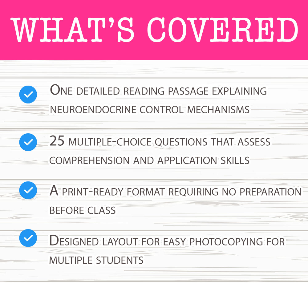 Grade 9 Science worksheet worksheet — Grade 9 Science – Neuroendocrine Control Worksheet for Mastery — page 2