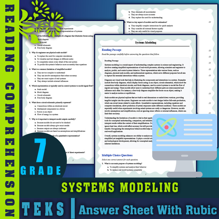 Grade 7 Science reading worksheets worksheet — 7th Grade Science | Systems Modeling Reading Worksheets (PDF + Rubric) — pa…