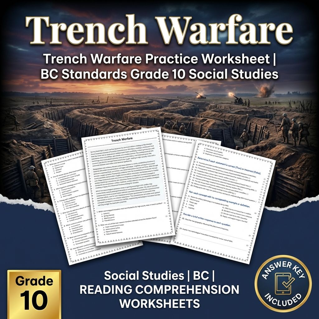 Trench Warfare Practice Worksheet | BC Standards Grade 10 Social Studies