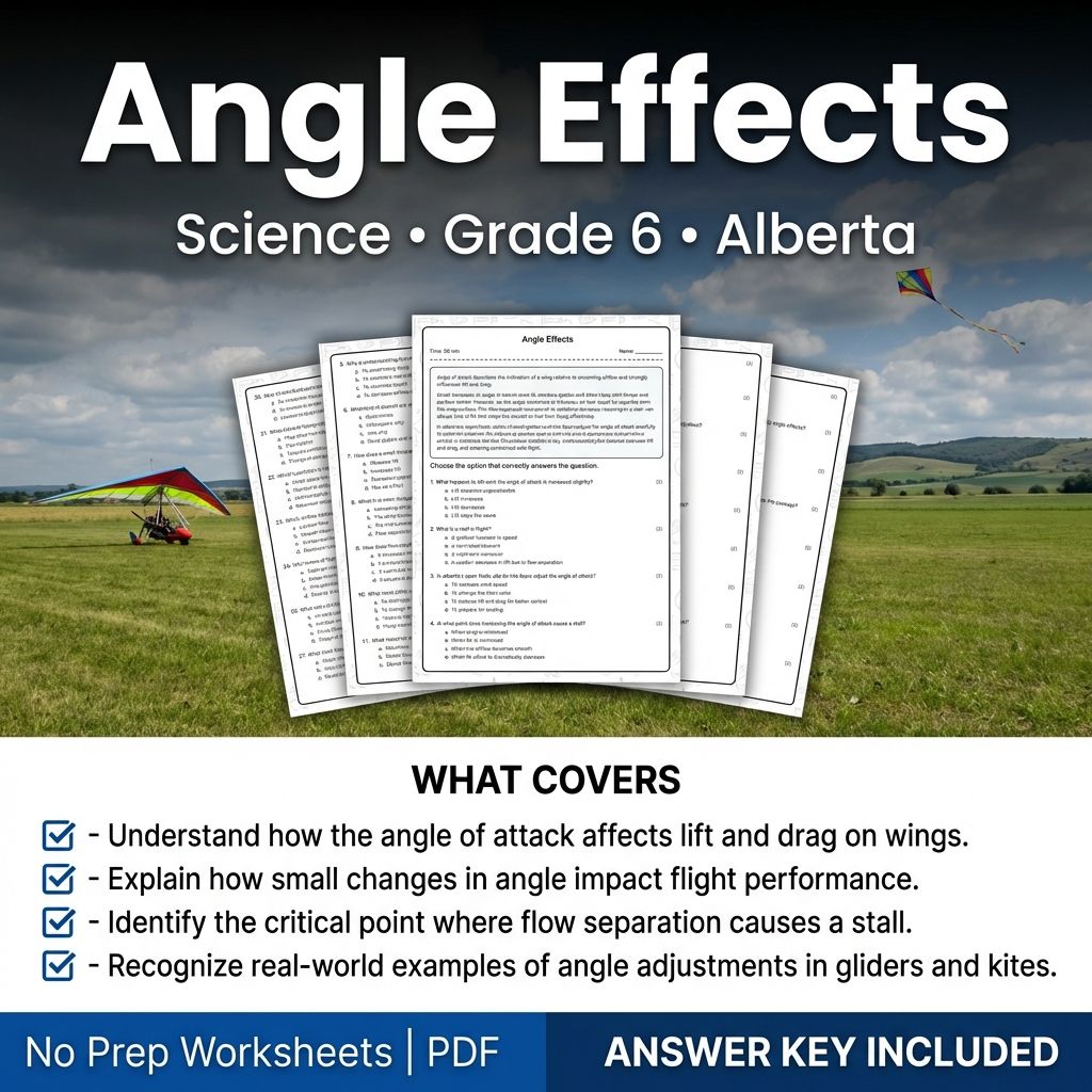 Grade 6 Science Worksheet on Angle Effects | Alberta Standards