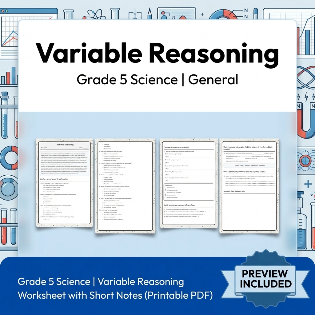 Grade 5 Science Lesson Group: Comprehensive Worksheets & Activities — included worksheet 1