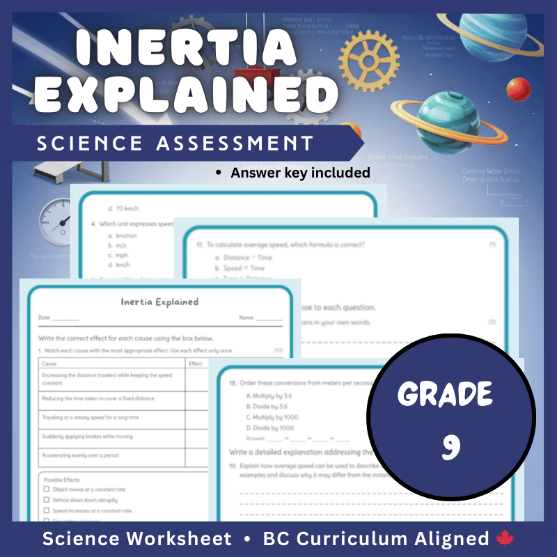 Grade 9 Science | Inertia Explained Worksheet (Answer Key) – BC Standards