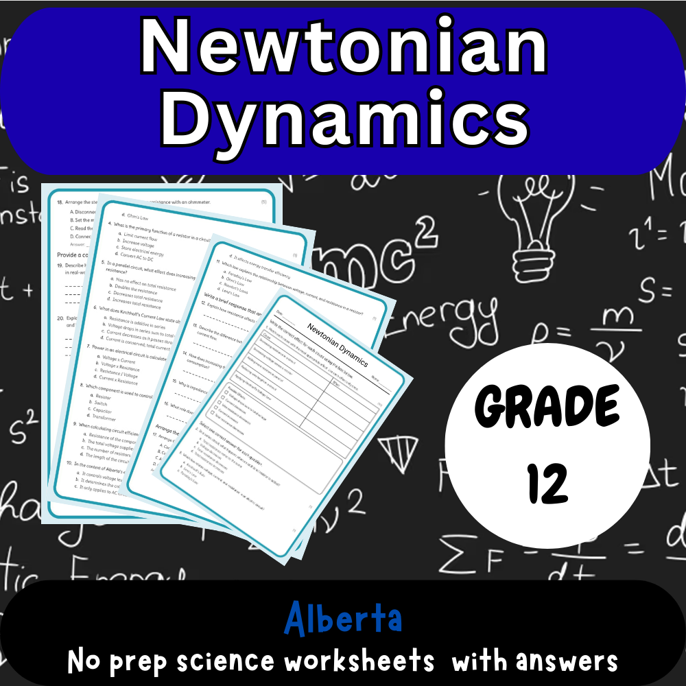 Grade 12 Science – Newtonian Dynamics Worksheet (PDF) – Alberta Standards