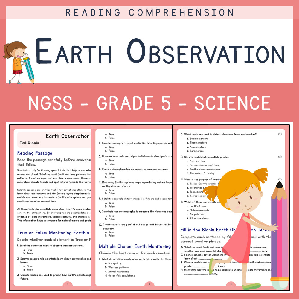 Grade 5 Science worksheets for primary grades worksheet — Grade 5 Science | Earth Observation Worksheet (PDF) | NGSS Align…