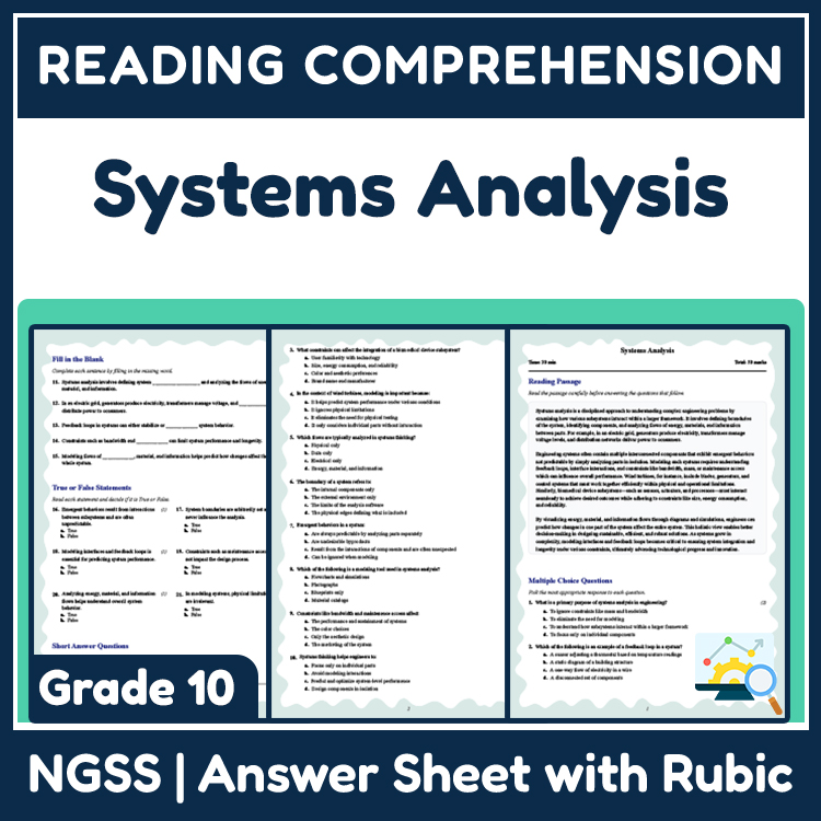 Grade 10 Science reading worksheets worksheet — 10th Grade Science | Systems Analysis Reading Worksheet with PDF Answer Ke…