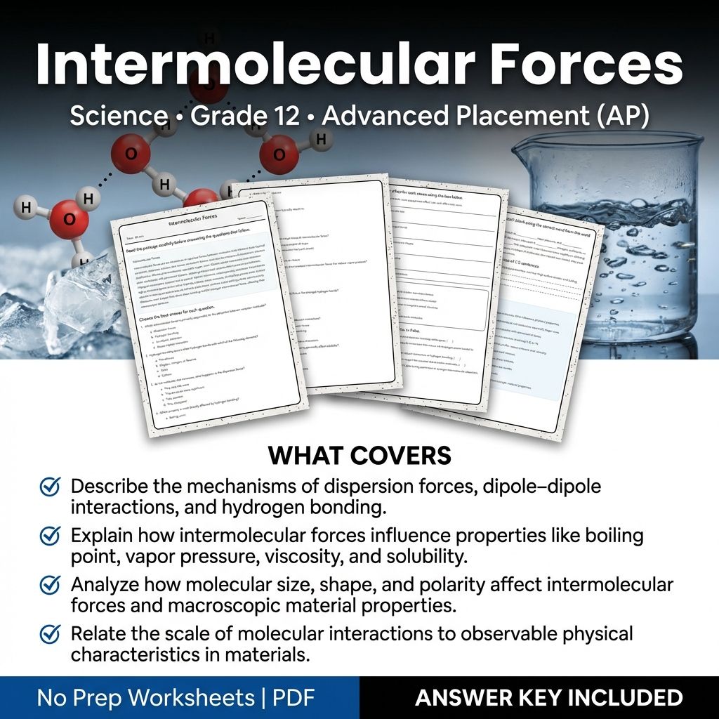 Grade 12 Science Unit Worksheet Bundle – Advanced Chemistry Concepts & Topics — included worksheet 6