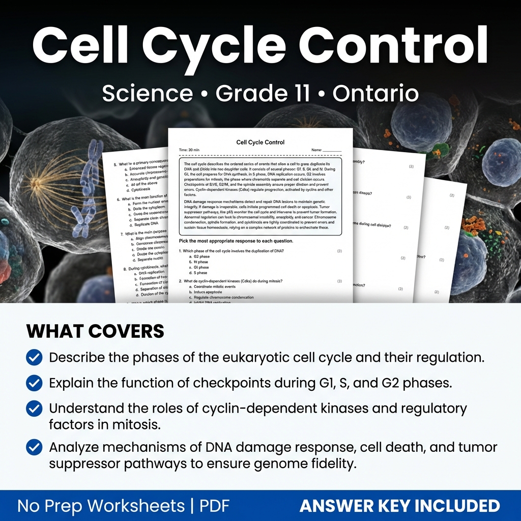 Cell Cycle Control Worksheet Grade 11 Science Ontario Standard