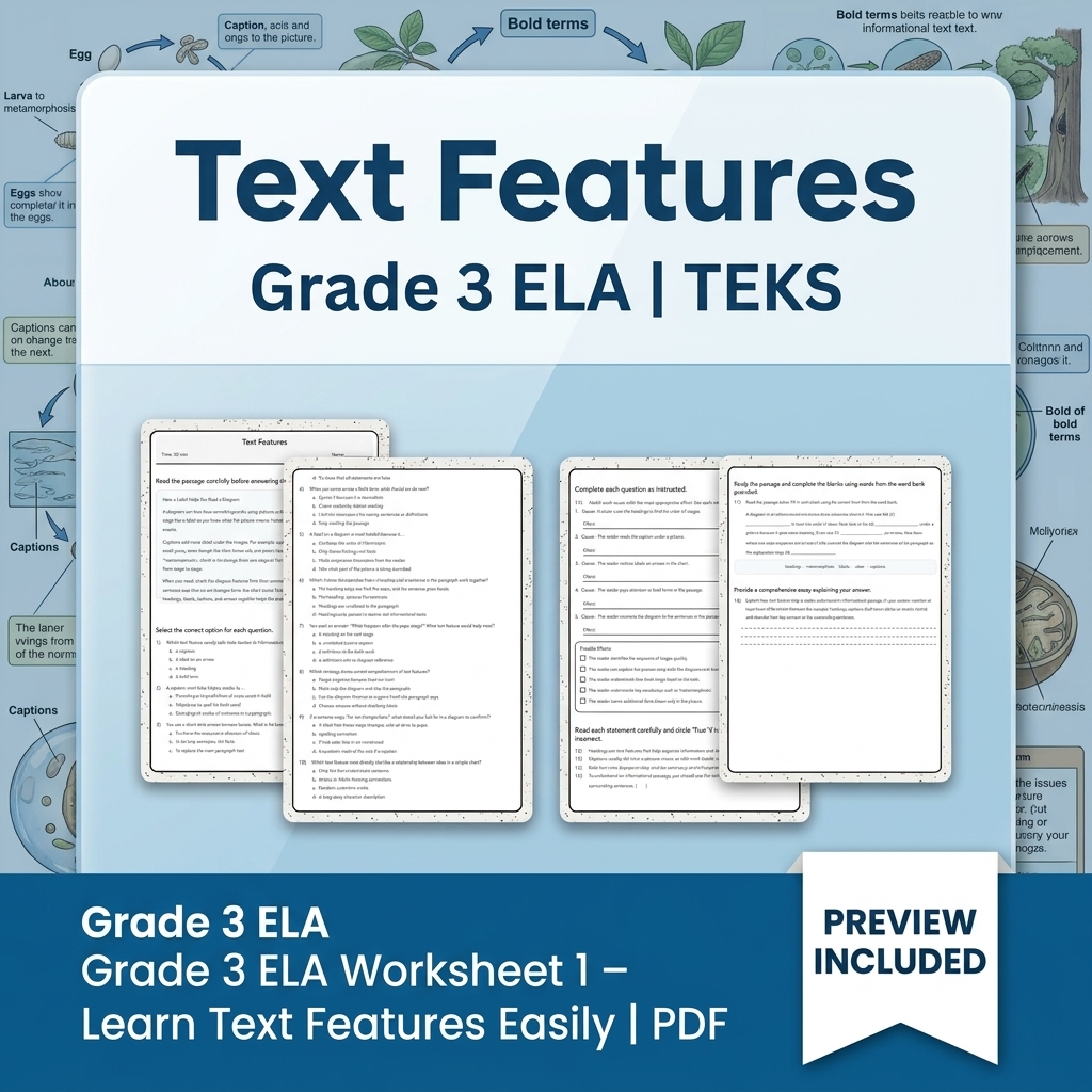 Grade 3 ELA Writing, Reading, and Research Skills Full-Year Bundle TEKS — included worksheet 7