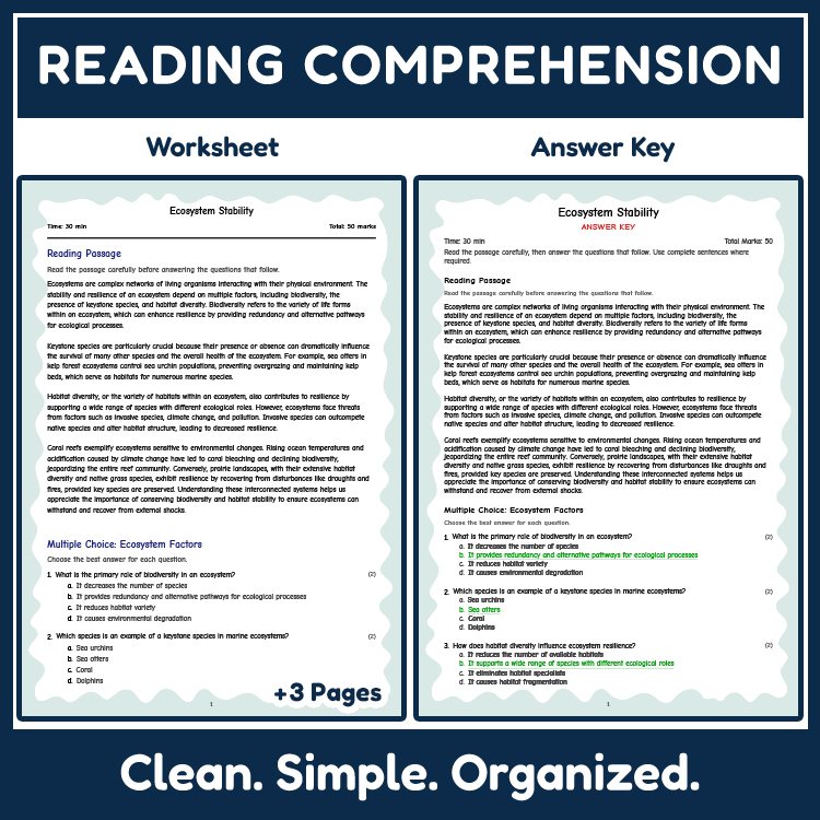 Grade 8 Science reading worksheets worksheet — Grade 8 Science | Ecosystem Stability Reading Worksheet (Answer Key) — page 2