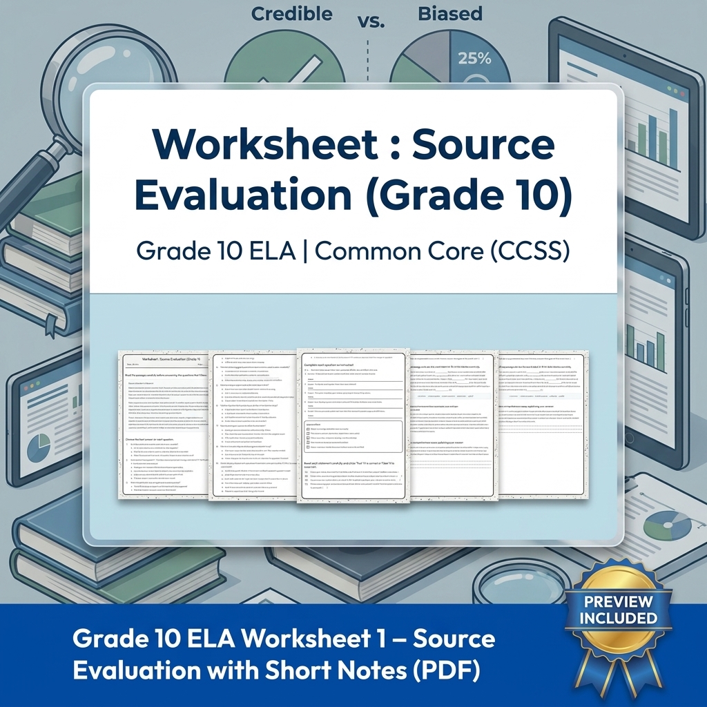 Grade 10 Source Integration & Writing Skills ELA Full-Year Bundle (CCSS) — included worksheet 17