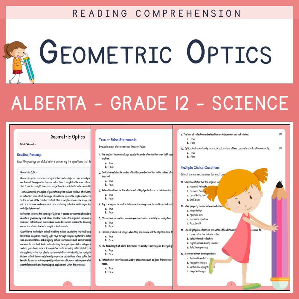 Grade 12 Science worksheet elena worksheet — Grade 12 Science | Geometric Optics Worksheet | Alberta Standards — page 1