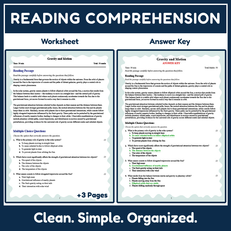 Grade 8 Science reading worksheets worksheet — Grade 8 Science | Gravity and Motion Reading Worksheets (NGSS Aligned) — pa…