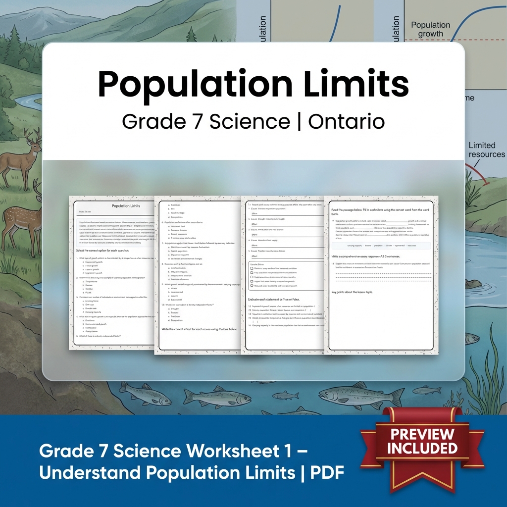 Grade 7 Science Lesson Bundle with Ontario Framework | Ecosystems & Biodiversity — included worksheet 5