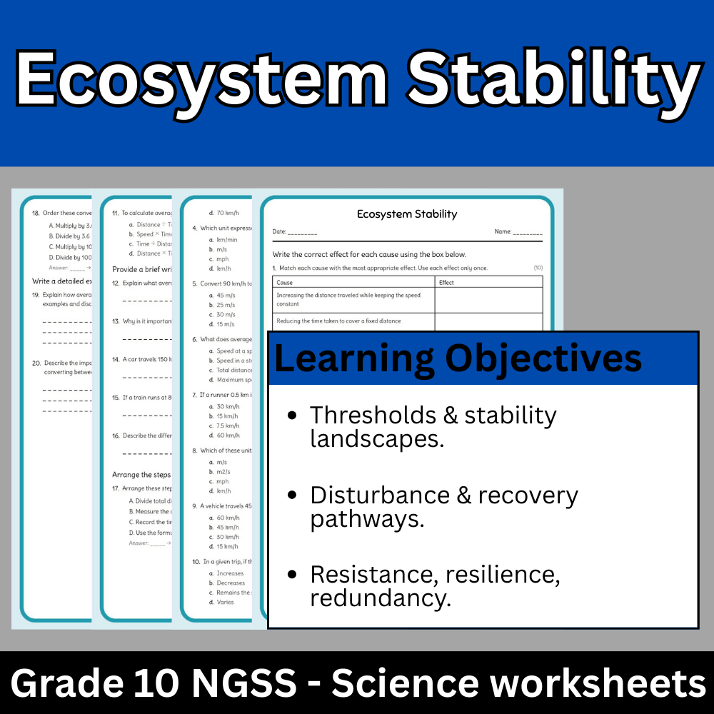 Grade 10 Science | Ecosystem Stability Worksheet – NGSS Aligned (PDF)
