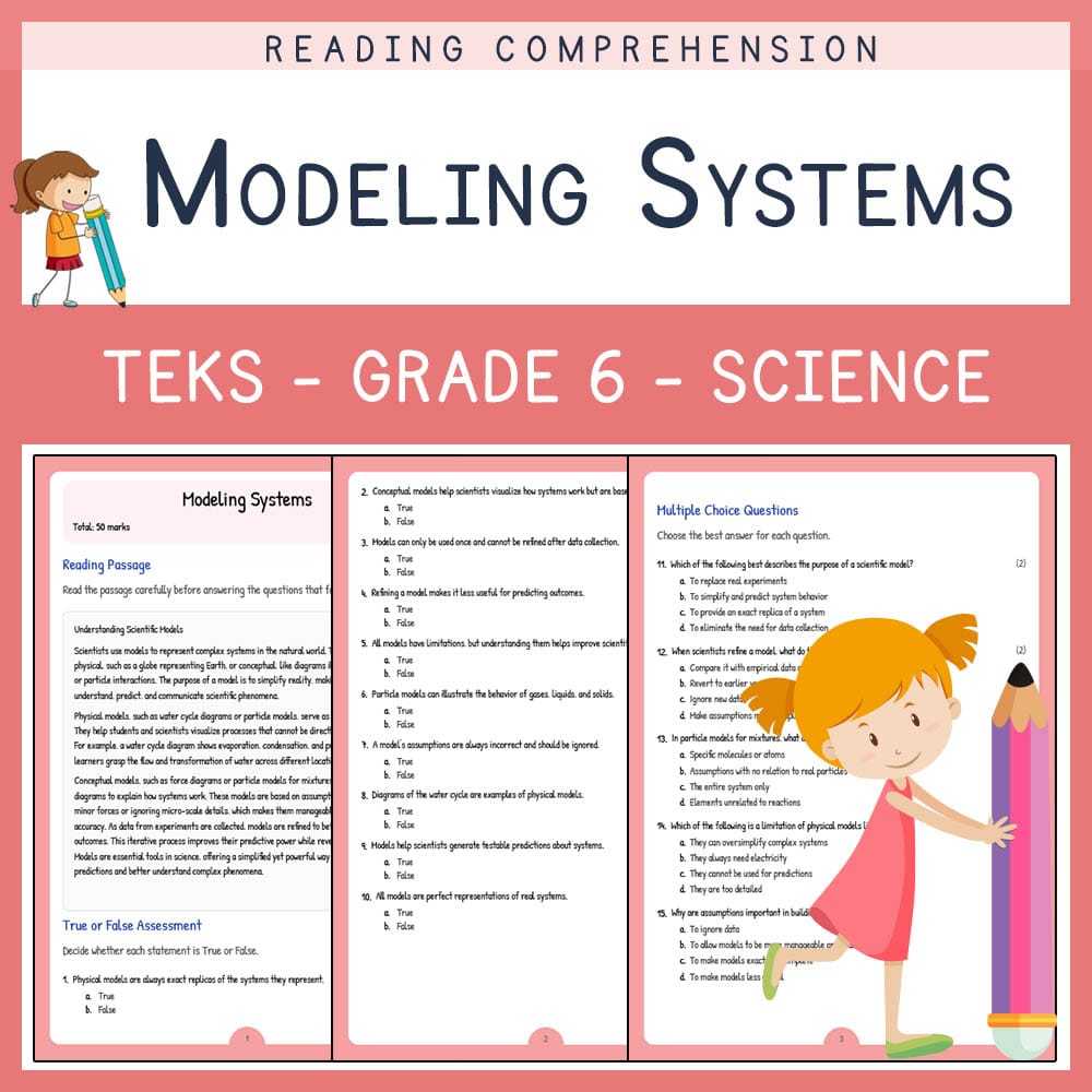 Grade 6 Science worksheet elena worksheet — Grade 6 Science | Modeling Systems Worksheet | TEKS Alligned — page 1