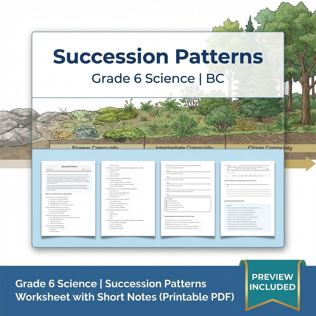 Grade 6 Science BC Ecosystems & Environmental Processes Worksheet Pack Full Year — included worksheet 23